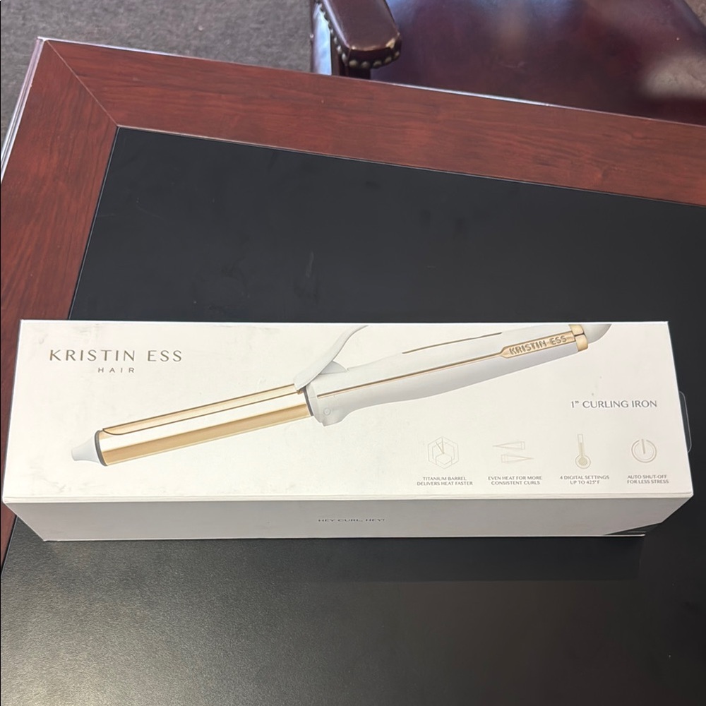 Kristin Ess 1” Curling Iron - White and Gold